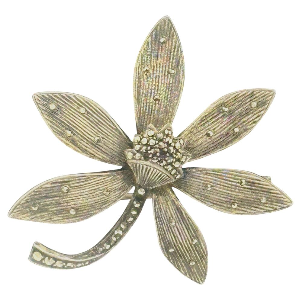 Theodore Fahrner Rare Sterling & Marcasite Pin Vintage Brooch Original Old 925 - Picture 3 of 9